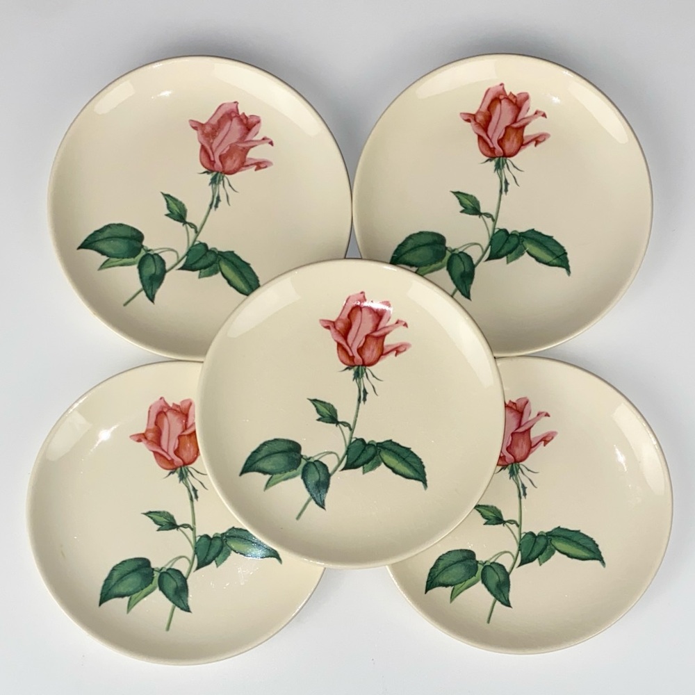 Long Stemmed Rose Vintage Harmony House Betsy Rose Set of 5 Desert Plates